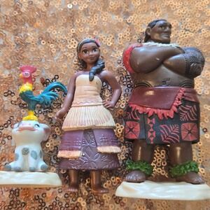 Disney Moana Figures Maui Pua Hei‎ Hei Cake Toppers Kids Toy Set